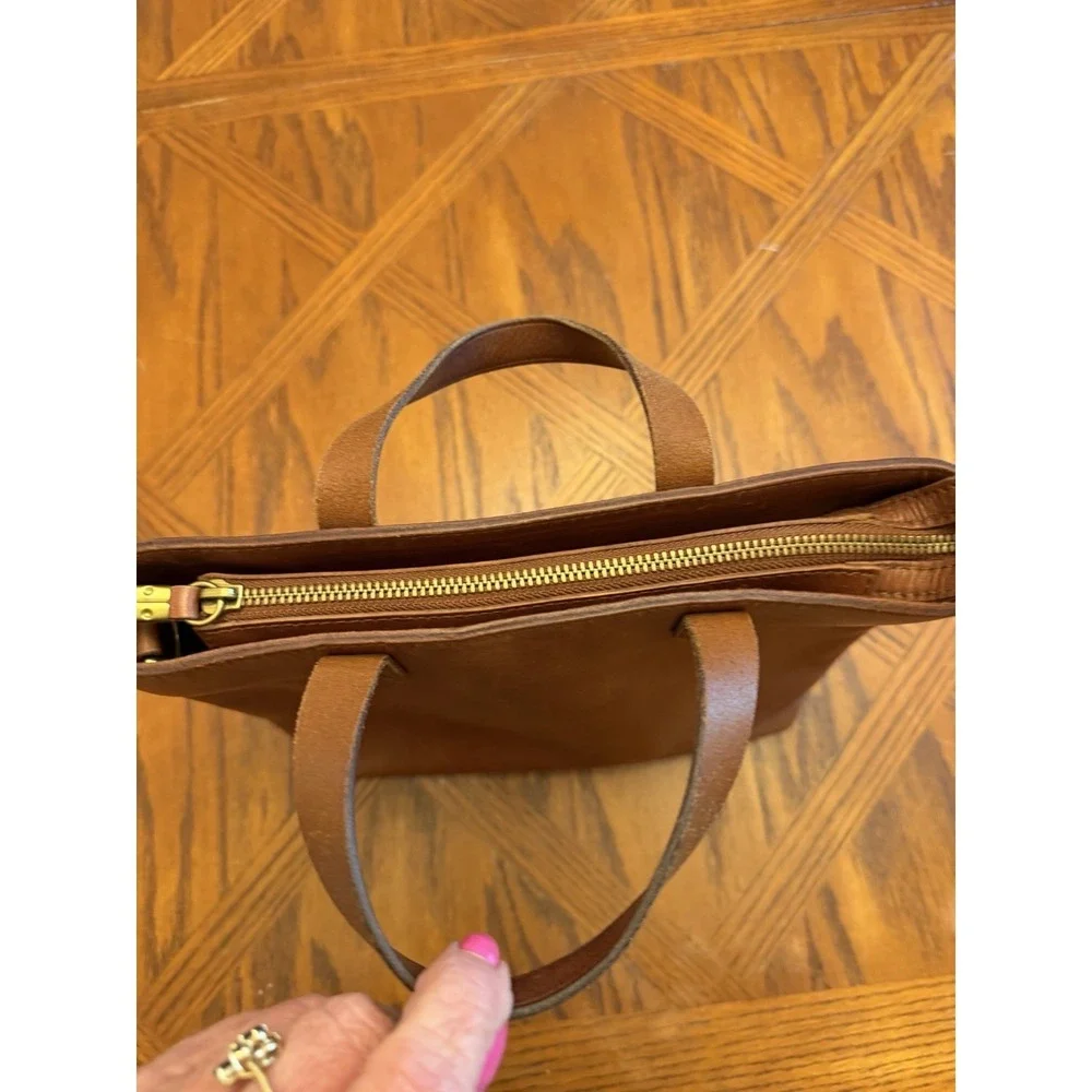 Madewell Leather Medium Size Tote Bag Brown Purse Handbag Basic No Big Strap